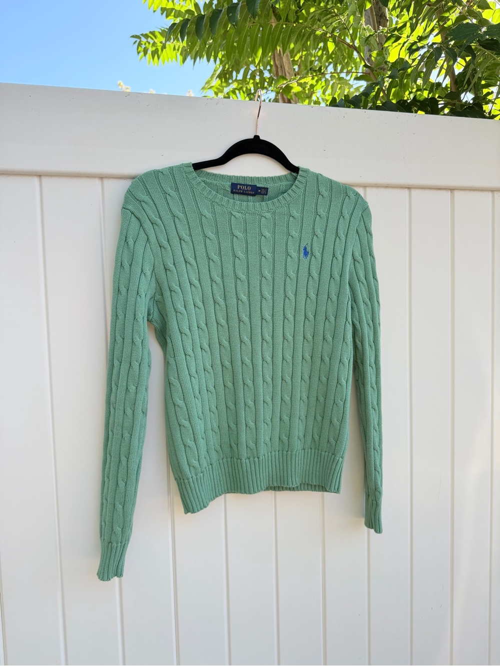 Polo Ralph Lauren Cable Knit Cotton Crewneck Sweater Pistachio Green Women’s M